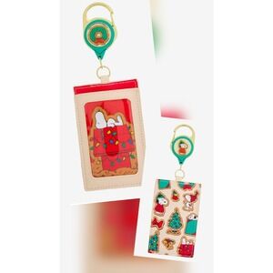 NEW! Loungefly Peanuts Snoopy Holiday Cookies Christmas Retractable‎ Lanyard ID
